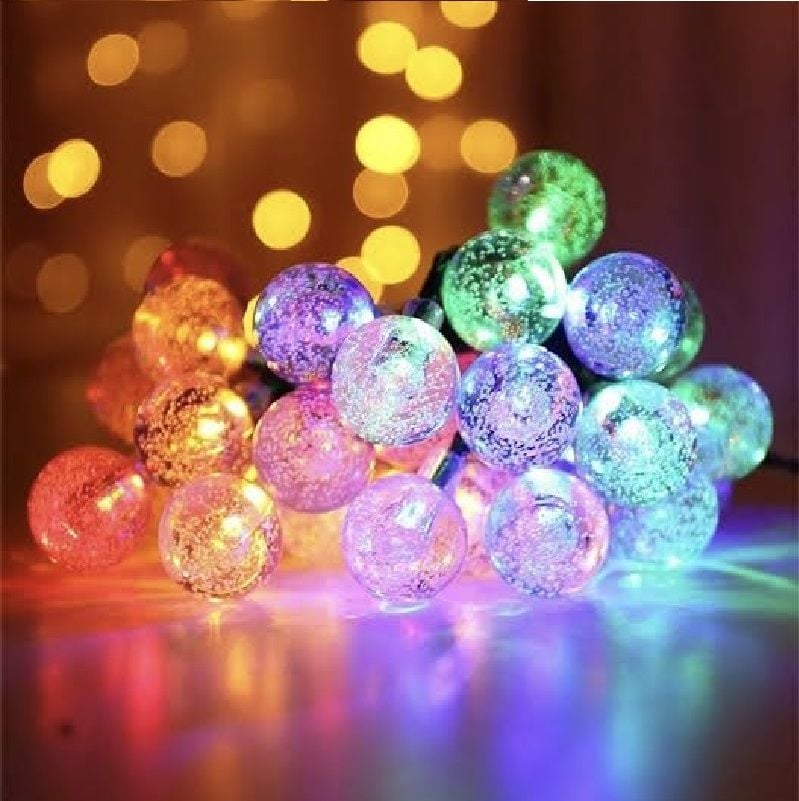 3 Metre 240 Ledli RGB Renk 3x3 Kristalize Küre Şeklinde Şeffaf Yılbaşı Süsü