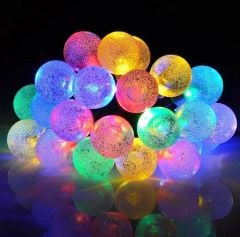 3 Metre 240 Ledli RGB Renk 3x3 Kristalize Küre Şeklinde Şeffaf Yılbaşı Süsü