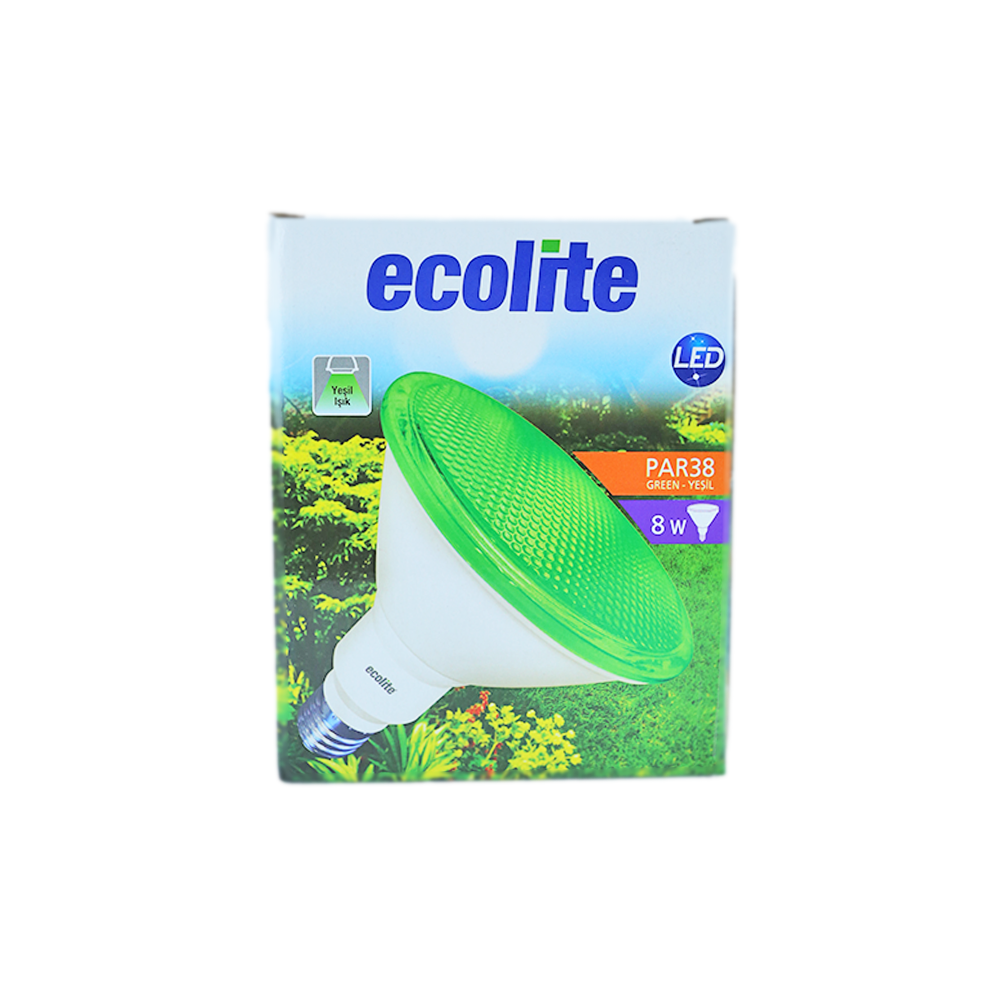 Ecolite/8w-220v-e27-yesil-cam-par38-led-ampul/2