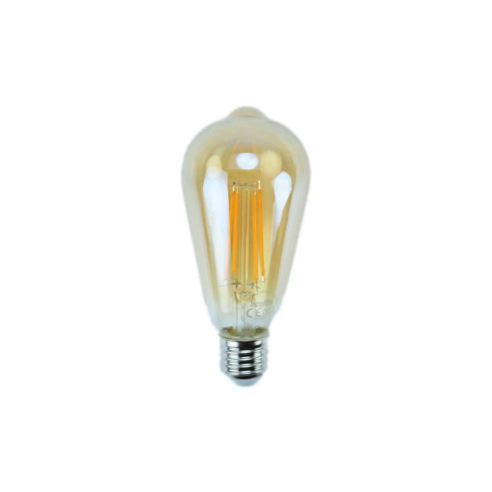 Ecolite 7,5W 220-240V 750LM 2200K E27 ST64 Gold Cam Dimli Led Flamanlı Rustik Ampul
