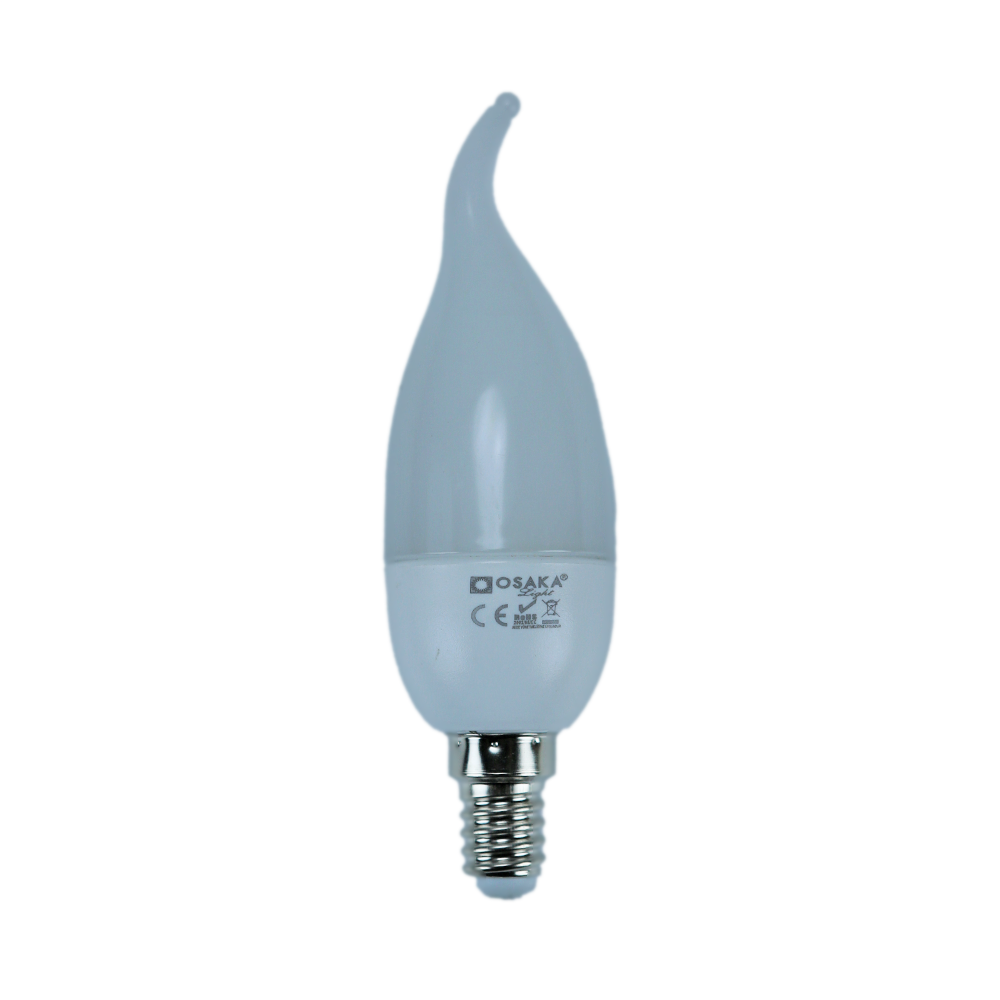 Osaka 3W 220-240V 3000K E14 Buzlu Cam Kıvrık Uç Mum Led Buji Ampul