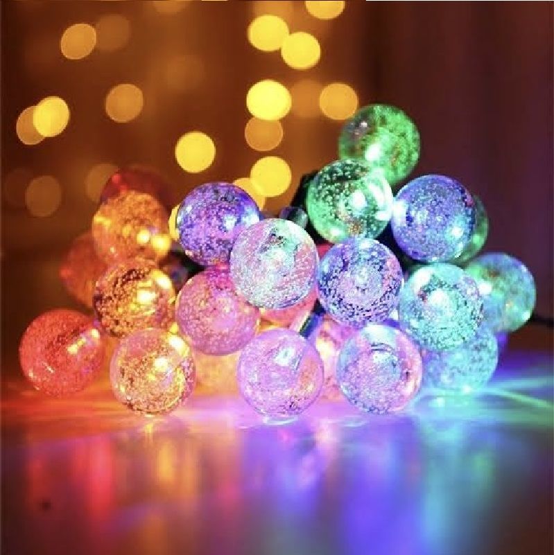 3 Metre 240 Ledli RGB Renk 3x3 Kristalize Küre Şeklinde Şeffaf Yılbaşı Süsü