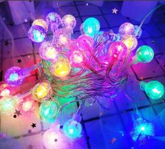 3 Metre 240 Ledli RGB Renk 3x3 Kristalize Küre Şeklinde Şeffaf Yılbaşı Süsü