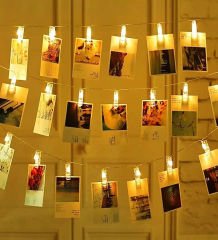 3 Metre 20 Ledli Sarı Renk Pil İle Çalışan Mandal Model İç Mekan Yılbaşı Süsü