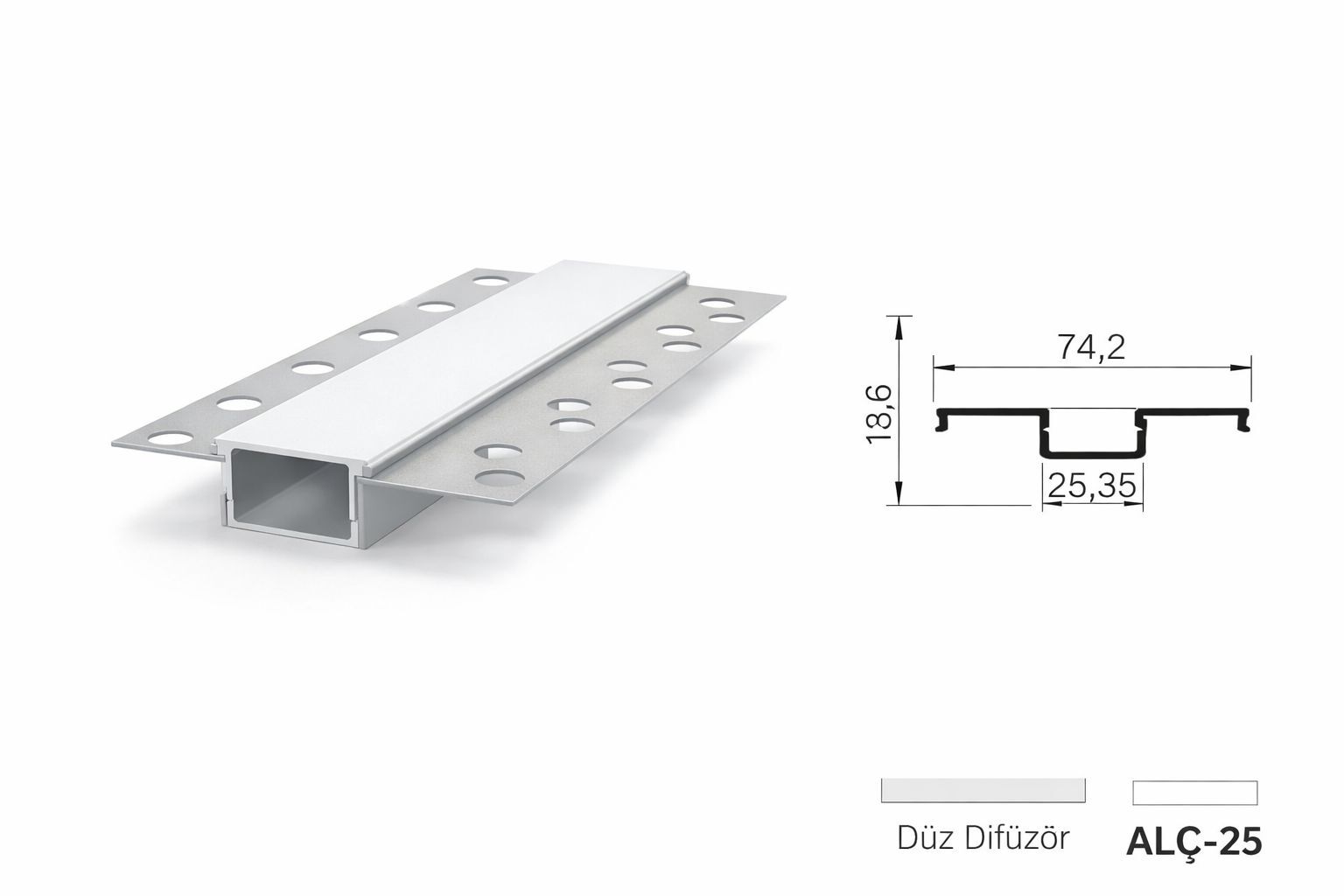 ALÇ-25 3 Metre Alüminyum Profil