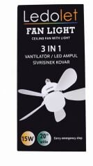 15W E27 Duy Tavan Vantilatörü 3 İn 1 Vantilatör Led Işık Sivrisinek Kovar